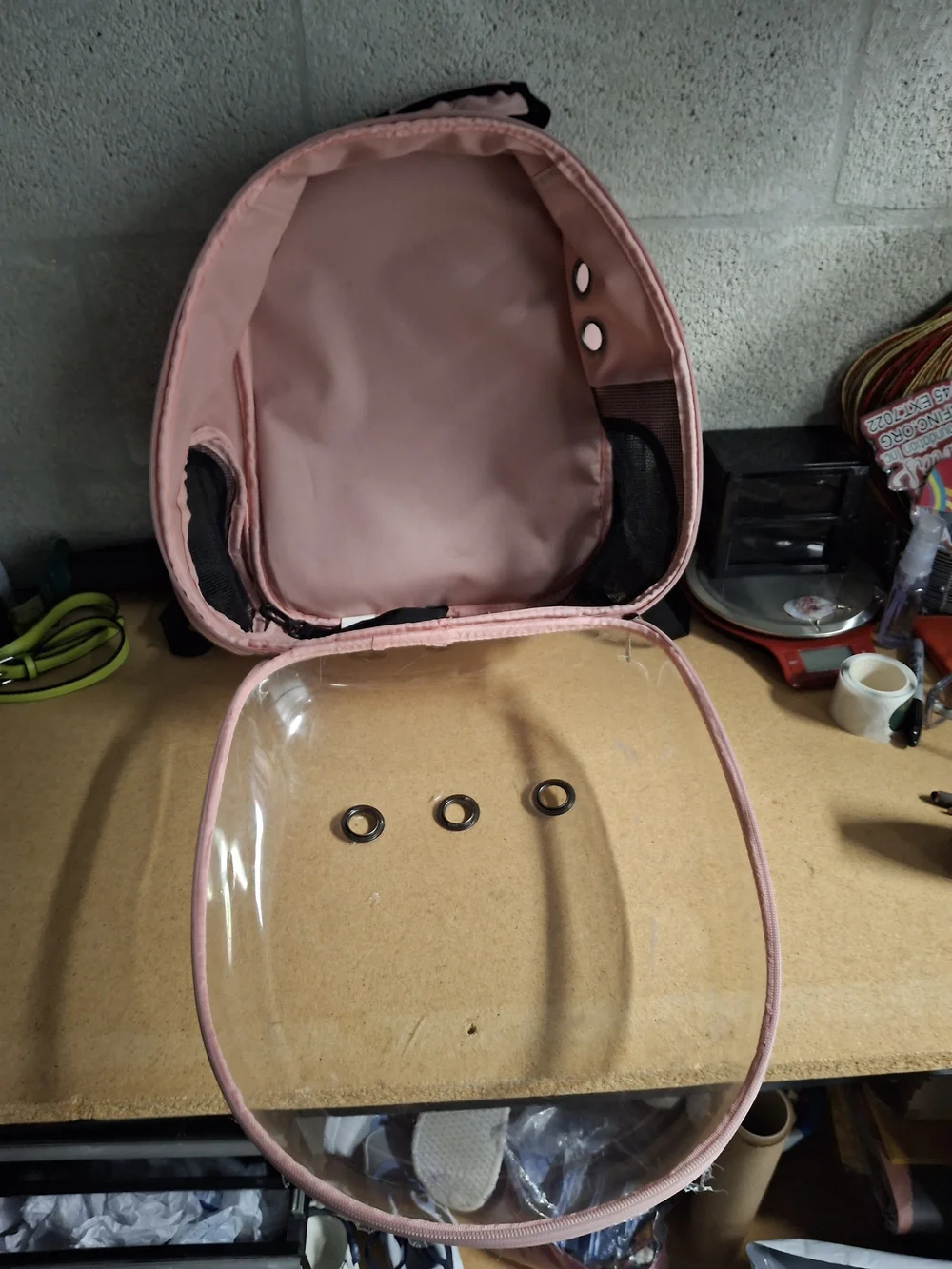 Clear Bubble Pet Carrier Backpack in Blush Pink